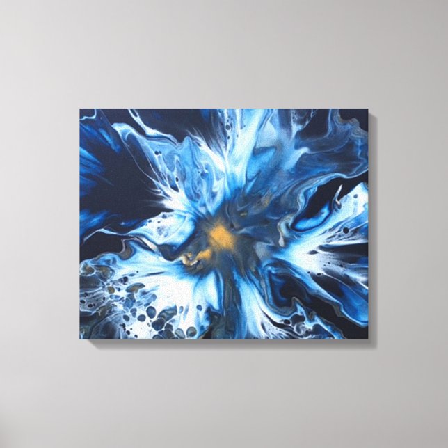 The Blues - Acrylic Dutch Bloom Pour Painting Canvas Print (Front)