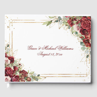The Blushing Bride Red Rose Wedding Reception Guest Book