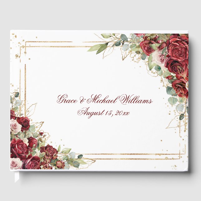 The Blushing Bride Red Rose Wedding Reception Guest Book (Front)