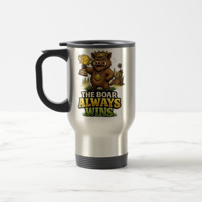 The Boar Always Wins Travel Mug (Left)