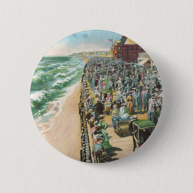 The Board Walk and Brighton Casino 6 Cm Round Badge (Front)