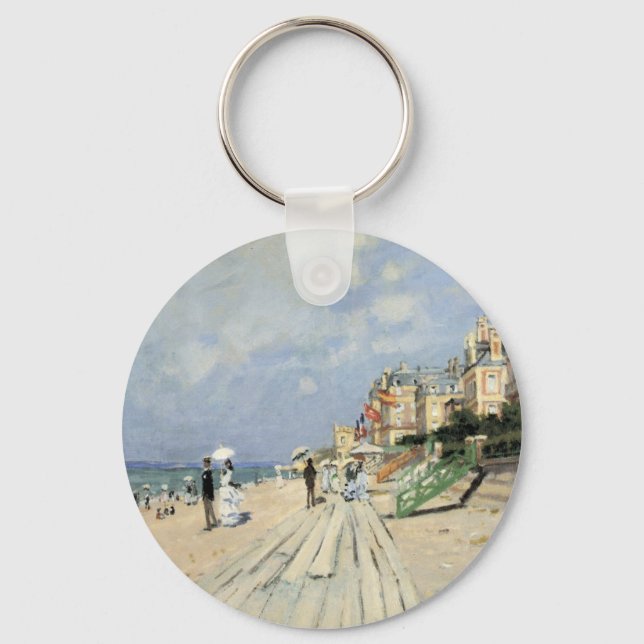 The Boardwalk at Trouville by Claude Monet Key Ring (Front)