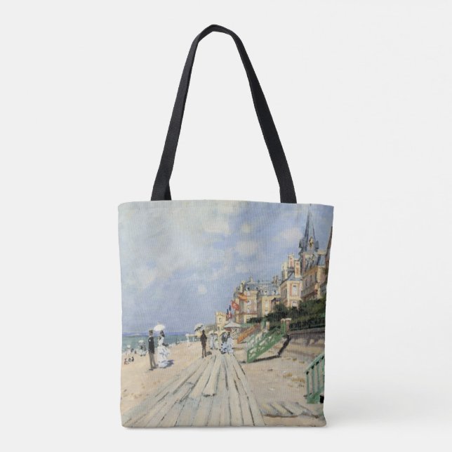 The Boardwalk at Trouville by Claude Monet Tote Bag (Back)