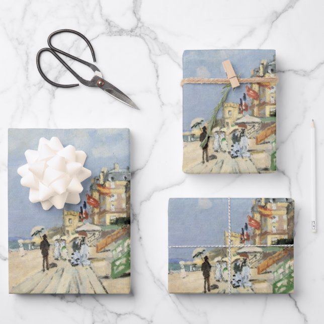 The Boardwalk at Trouville by Claude Monet Wrapping Paper Sheet (Front)