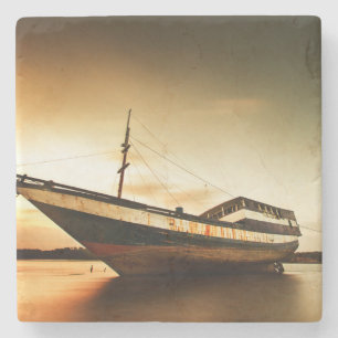 The Body Of Old Ship Bali, Indonesia Stone Coaster