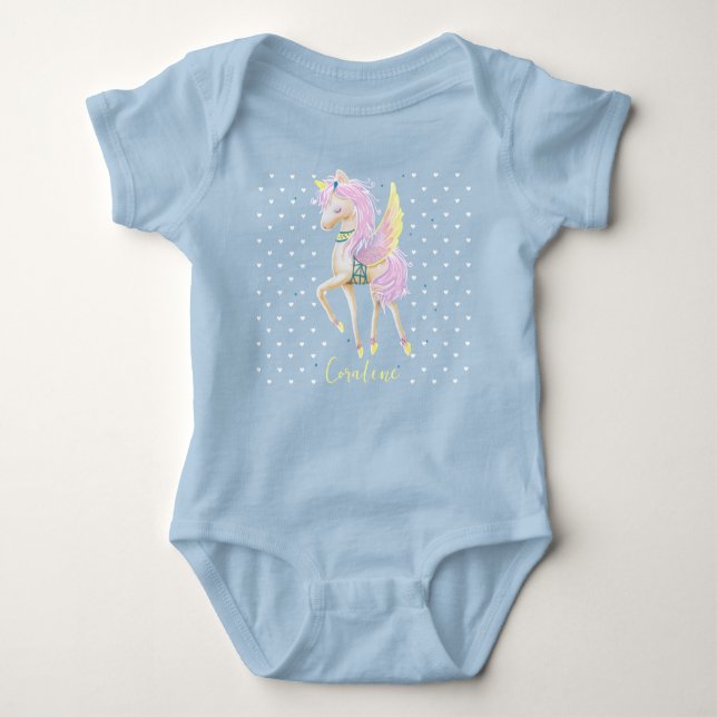 The  Bodysuits features a cute unicorn design. (Front)
