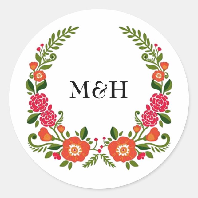 The Bohemian Summer Wedding Collection Classic Round Sticker (Front)