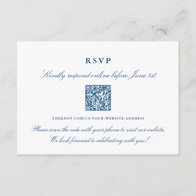 The Bohlin Wedding Online RSVP QR Code Enclosure Card (Front)