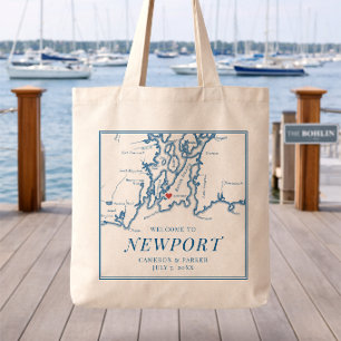 The Bohlin Wedding Welcome Tote Bag Newport RI Map