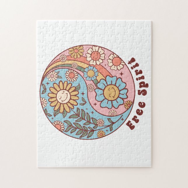 The Boho Retro Flowers Jigsaw Puzzle (Vertical)