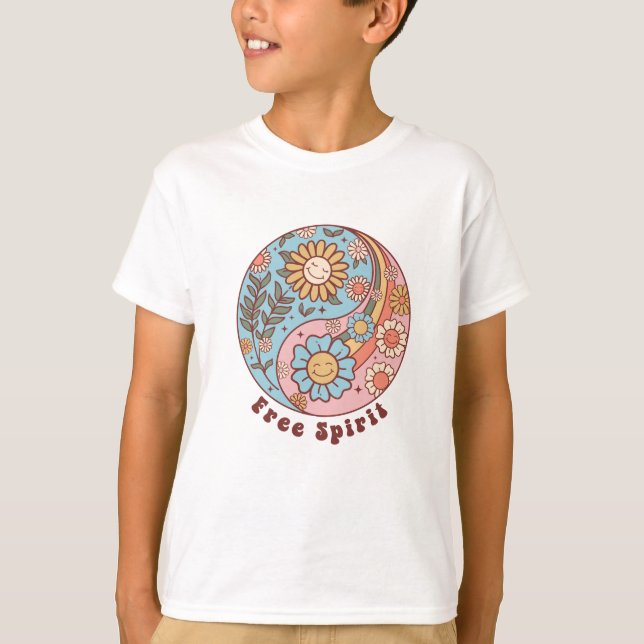 The Boho Retro Flowers T-Shirt (Front)