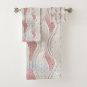 The Bold Metallic 3D Red Grey Texture Look Bath To Towel Set