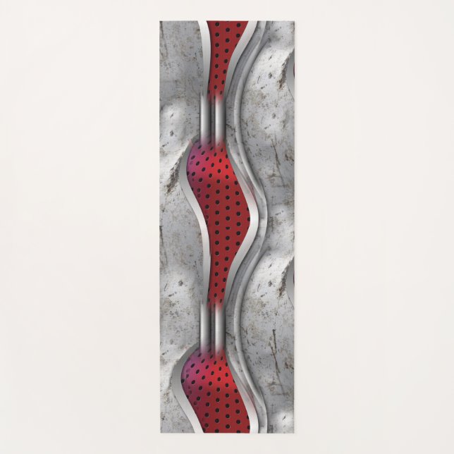The Bold Metallic 3D Red Grey Texture look  Yoga Mat (Front)