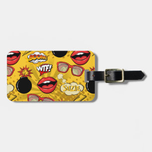 The Bomb Retro Lips Red/Gold ID553 Luggage Tag