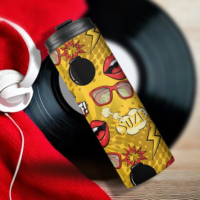 The Bomb Retro Lips Red/Gold ID553 Thermal Tumbler (Creator Uploaded)