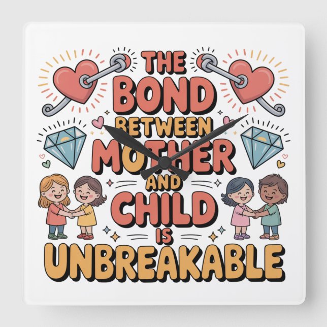 The Bond Between Mother And Child Is Unbreakable Square Wall Clock (Front)