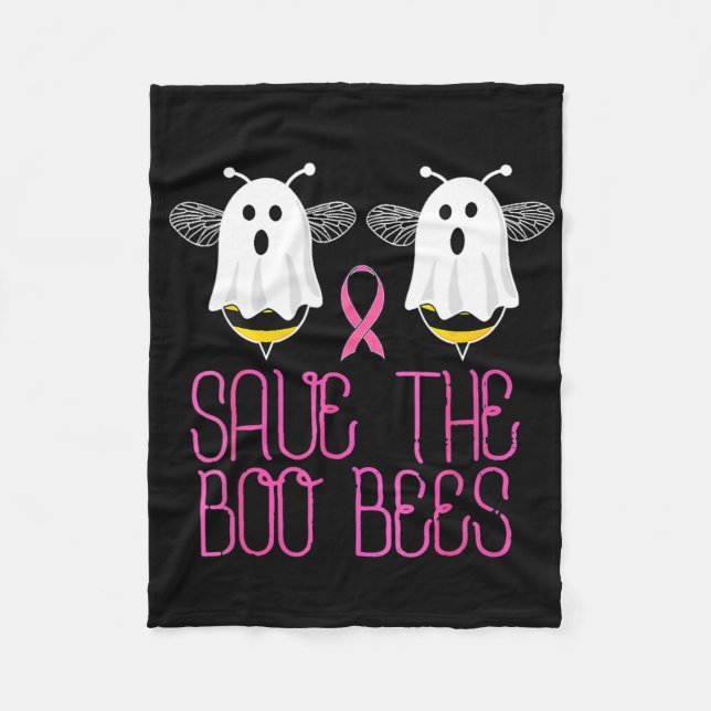 The Boo Bees Breast Cancer Halloween  Fleece Blanket (Front)