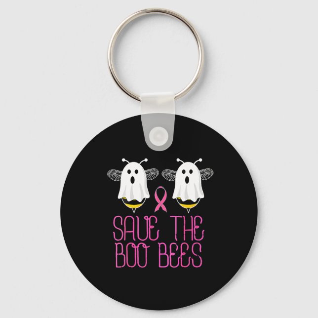The Boo Bees Breast Cancer Halloween  Key Ring (Front)
