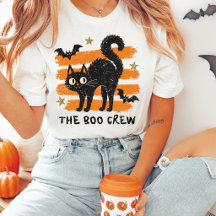 The Boo Crew Black Cat Halloween T-Shirt