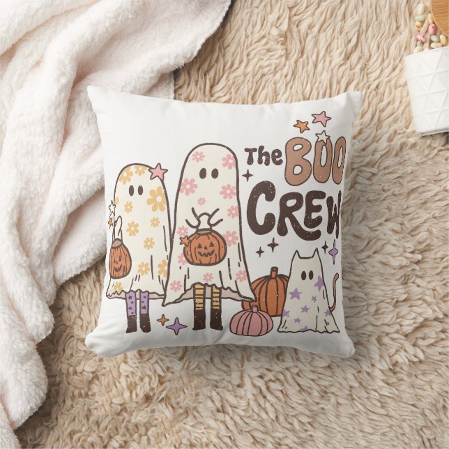 The Boo Crew Cute Ghost Halloween Cushion (Blanket)