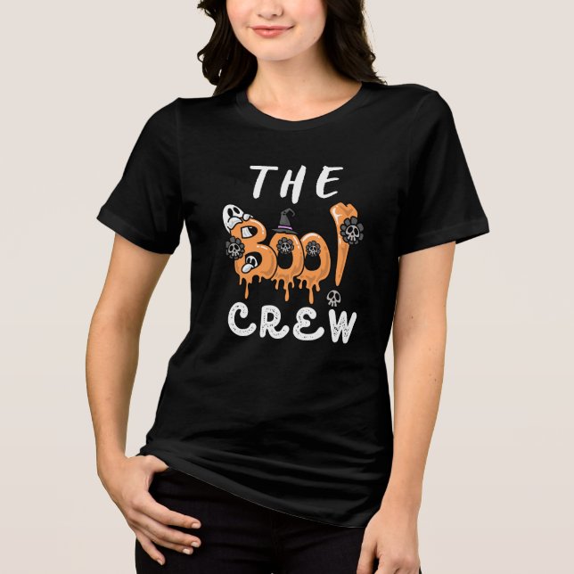 The Boo Crew Halloween Ghost Squad T-Shirt Tri-Blend Shirt (Front)