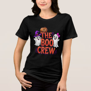 The Boo Crew Halloween Ghosts & Pumpkin Cartoon Tri-Blend Shirt