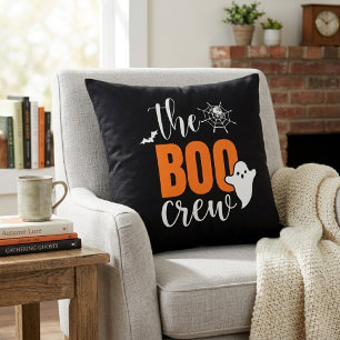 The Boo Crew Orange and Black Halloween Cushion
