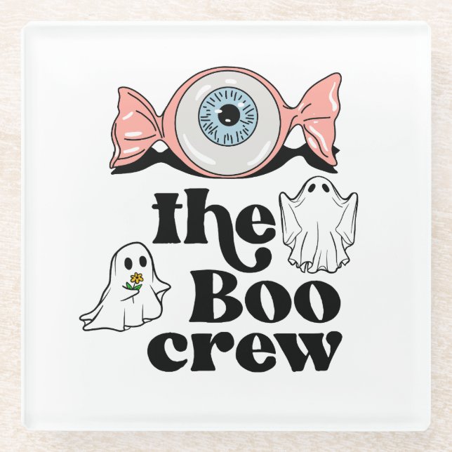 The Boo Crew | Spooktacular Halloween Squad Glass Coaster (Front)