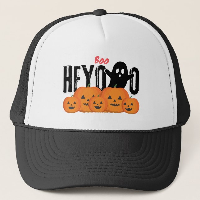 The boo design of a cute host saying "HEYOO" Trucker Hat (Front)