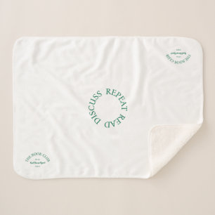 The Book Club Green Crest Read Discuss Repeat  Sherpa Blanket