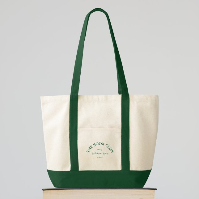 The Book Club Green Crest Read Discuss Repeat  Tote Bag (Creator Uploaded)