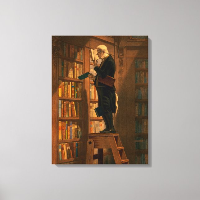 The Bookworm, 1861 by Carl Spitzweg Canvas Print (Front)