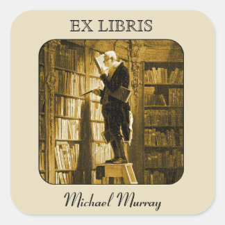 The Bookworm Bookplate Square Sticker
