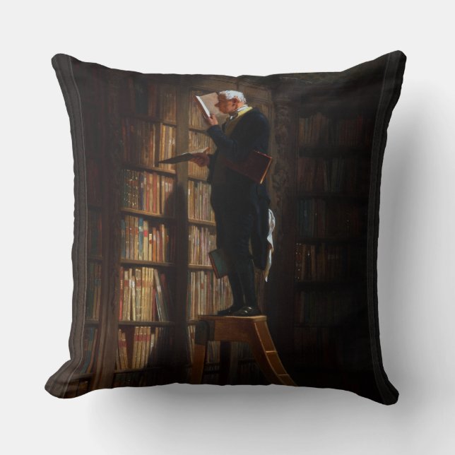 The Bookworm by Carl Spitzweg Cushion (Front)