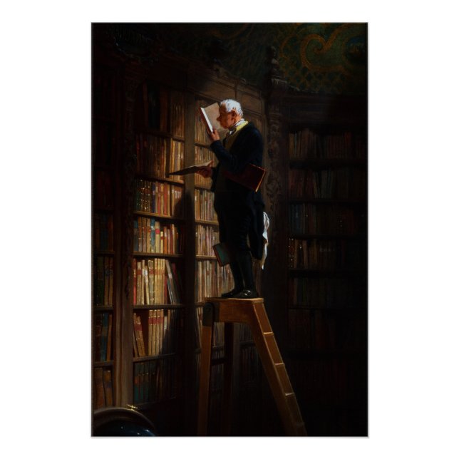 The Bookworm by Carl Spitzweg Poster (Front)