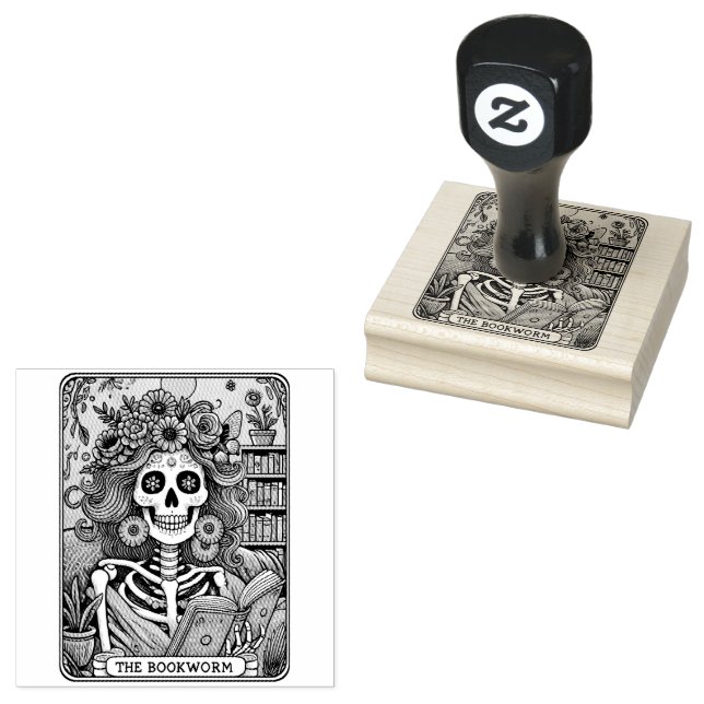 The Bookworm  Rubber Stamp (Stamped)