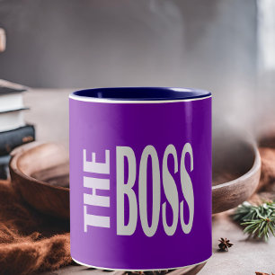 THE BOSS -  bold text - purple Two-Tone Coffee Mug