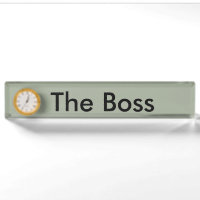 The Boss desk name panel