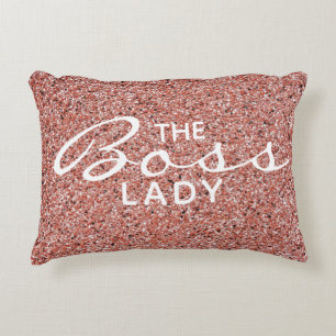 The Boss Lady Rose Gold Pink Glitter Decorative Cushion