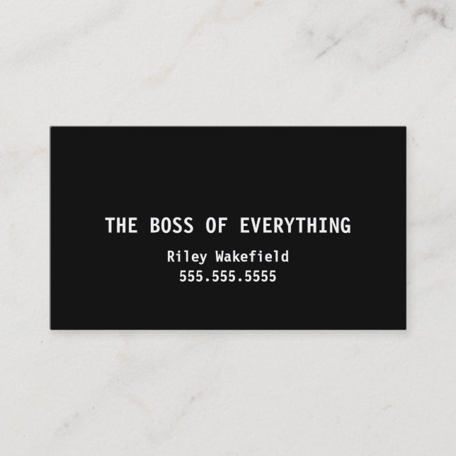 The Boss of Everything Funny Black Business Card (Front)