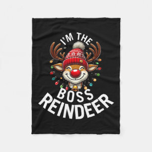 The Boss Reindeer Family Matching Group Christmas  Fleece Blanket