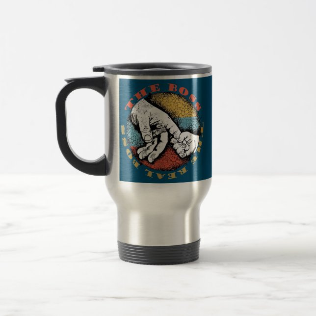 The Boss The Real Boss Fathers Day Dad Son Travel Mug (Left)