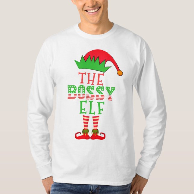 The Bossy Elf Christmas Family Matching Pajama T-S T-Shirt (Front)
