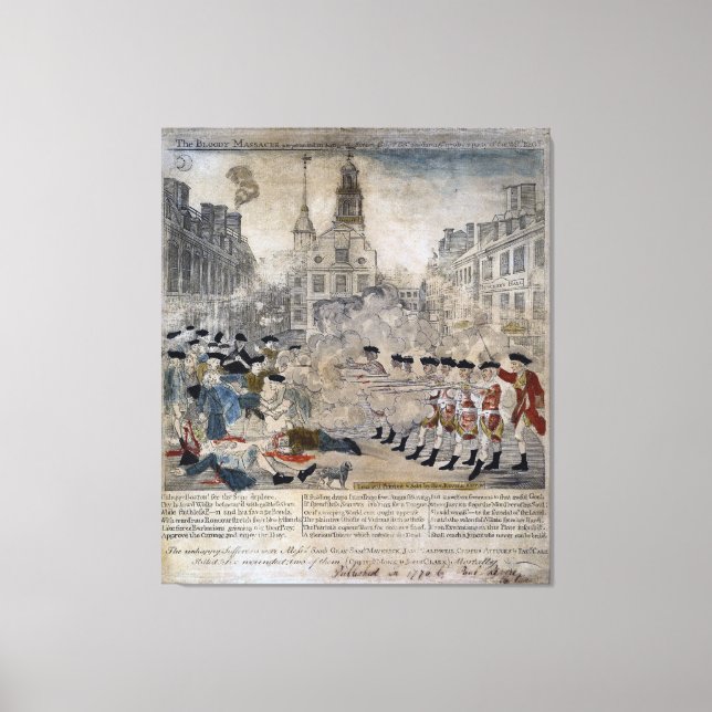 The Boston Massacre by Paul Revere 1770 Canvas Print (Front)