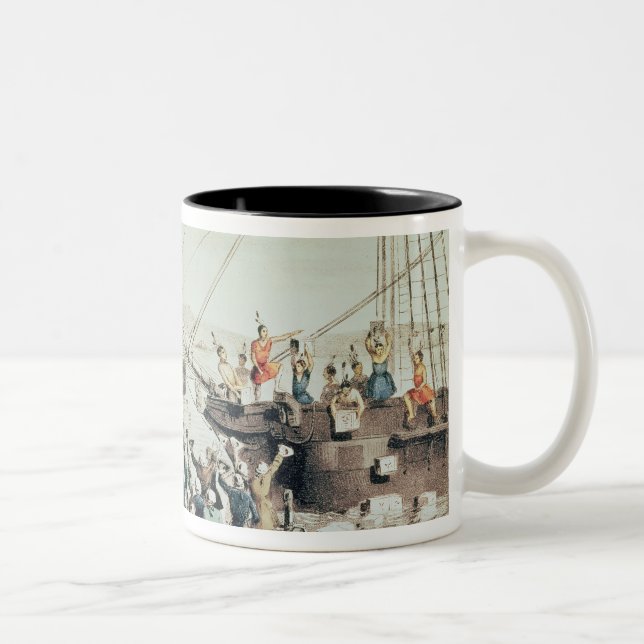 The Boston Tea Party, 1846 Two-Tone Coffee Mug (Right)