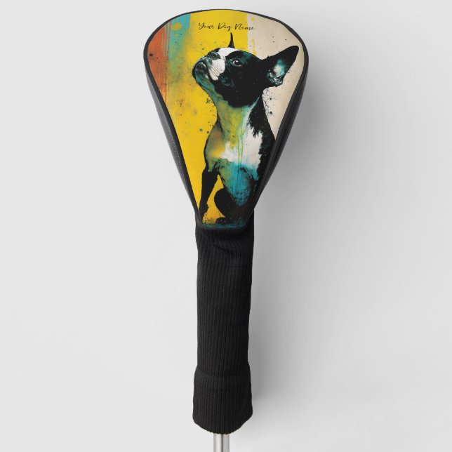 The Boston Terrier Dog - Composition 002 Golf Head Cover (Front)