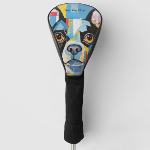 The Boston Terrier Dog Portrait 001 - Sable Gabrie Golf Head Cover