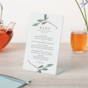 The Botanical Bliss Wedding Collection Menu Pedestal Sign