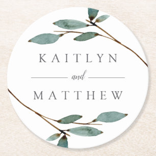 The Botanical Bliss Wedding Collection Round Paper Coaster