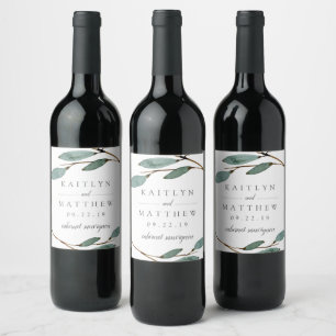 The Botanical Bliss Wedding Collection Wine Label